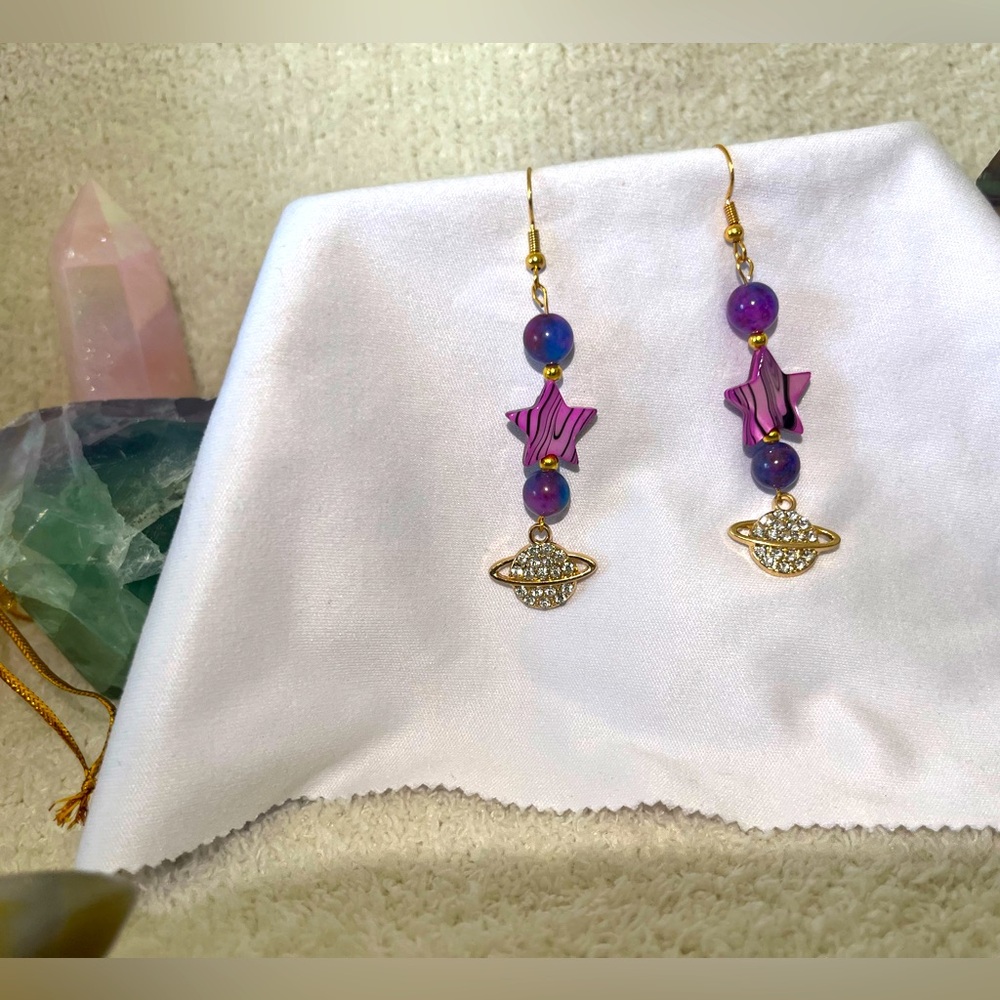 Galaxy earrings with stars